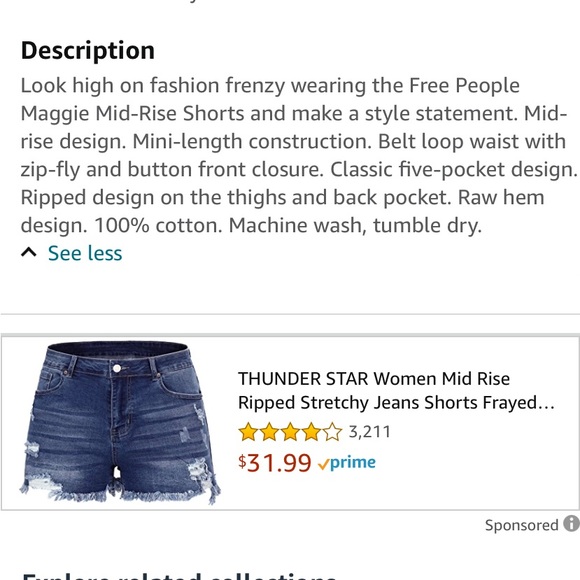 Free People Maggie Mid Rise Shorts - Picture 3 of 7